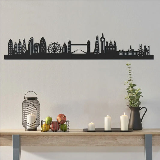 London Skyline Wall Art Decor Wood in Black